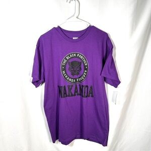 Marvel Black Panther Wakanda Forever Graphic Tee Cotton Purple Unisex L NWT